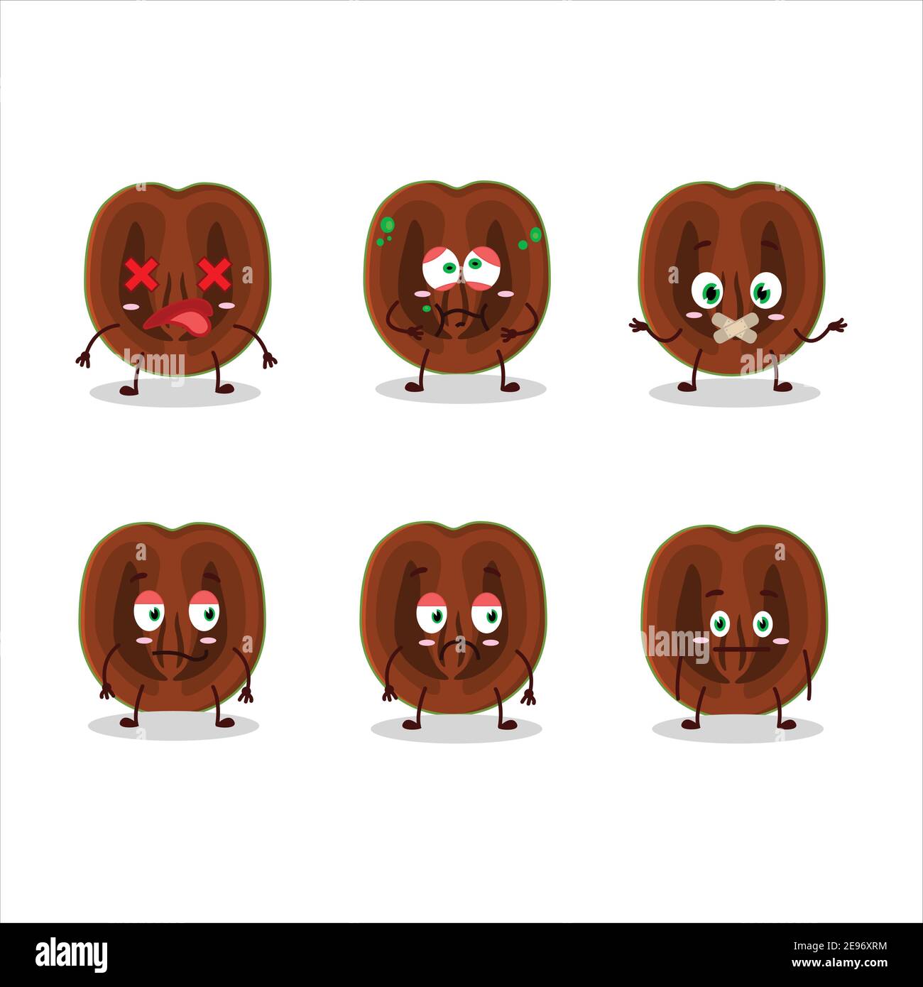 Slice of black sapote cartoon character with nope expression. Vector illustration Stock Vector