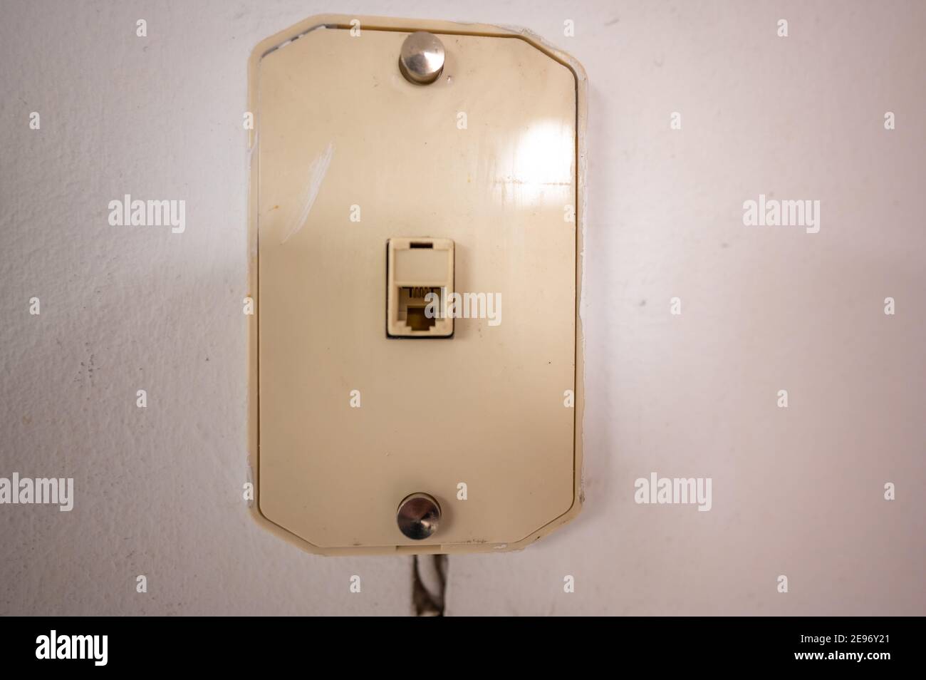 pre-wireless and cellular phone wall jack from an old wall installation  Stock Photo - Alamy