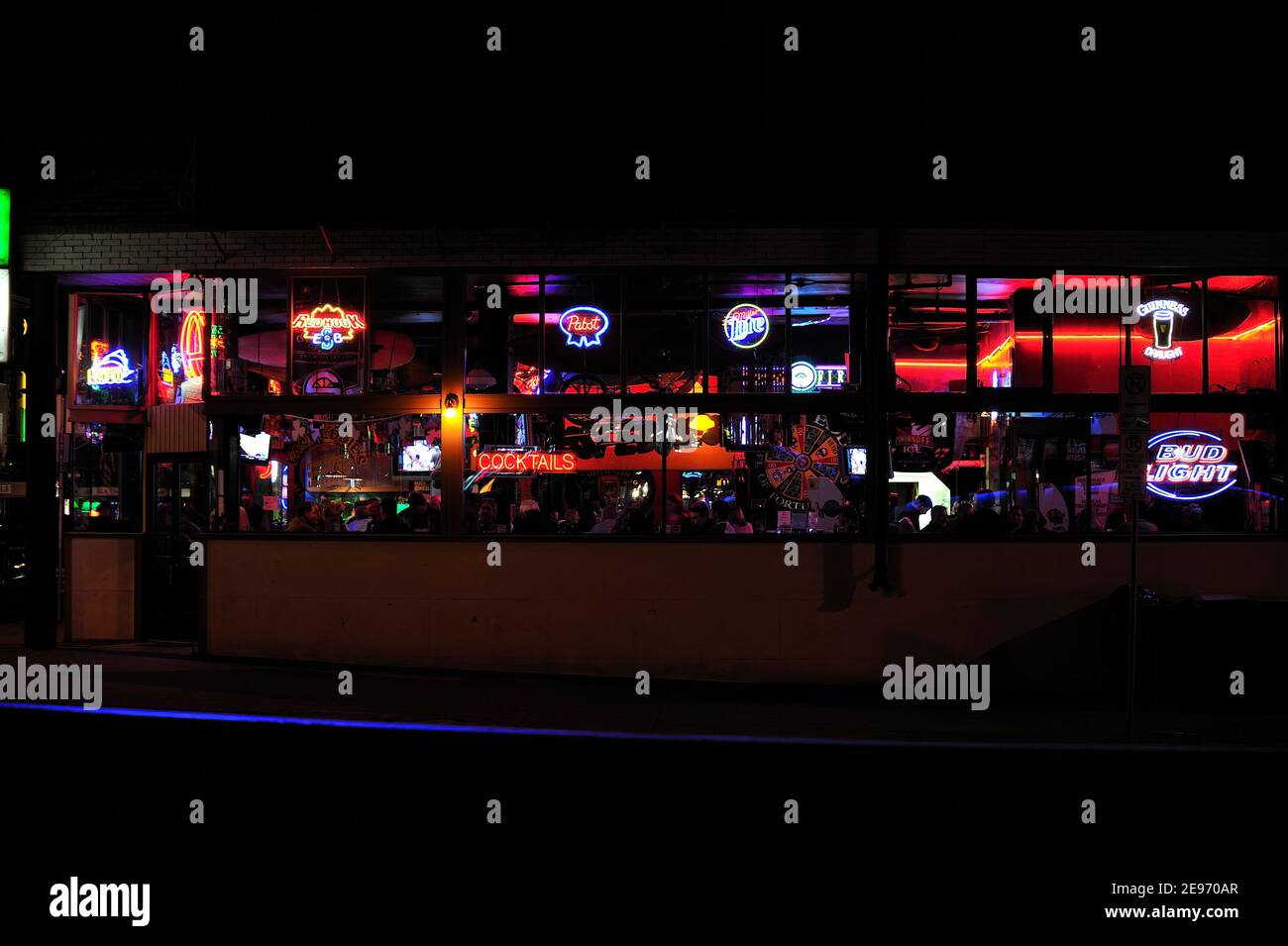 Colorful lights in a bar at night in Spokane, WA Stock Photo Alamy