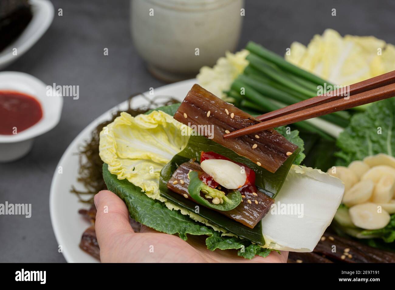 Gwamegi, Korean halfdried Pacific herring or Pacific saury Stock Photo