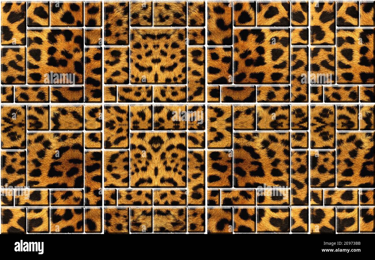 3d illustration, leopard pattern on a rectangular tile Stock Photo - Alamy