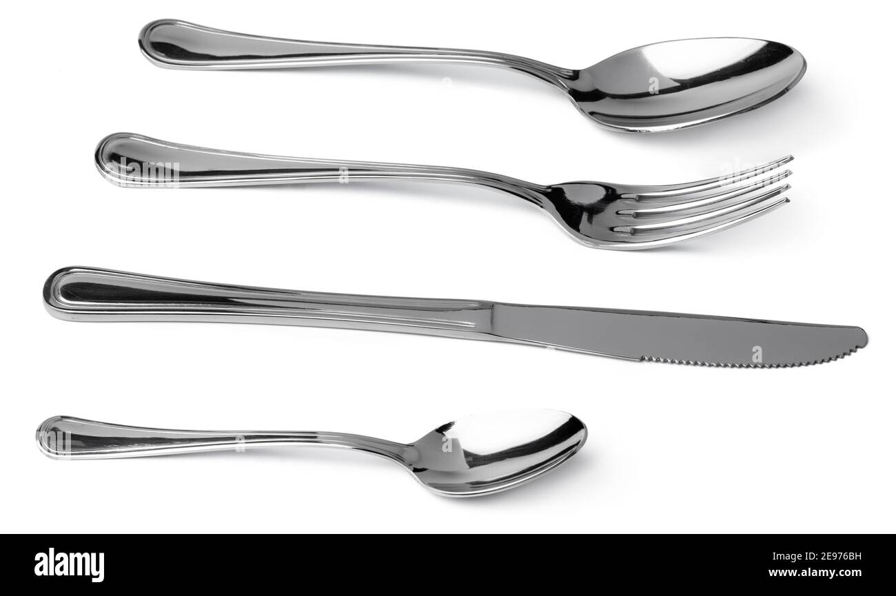Set of dining cutlery isolated on white background Stock Photo Alamy
