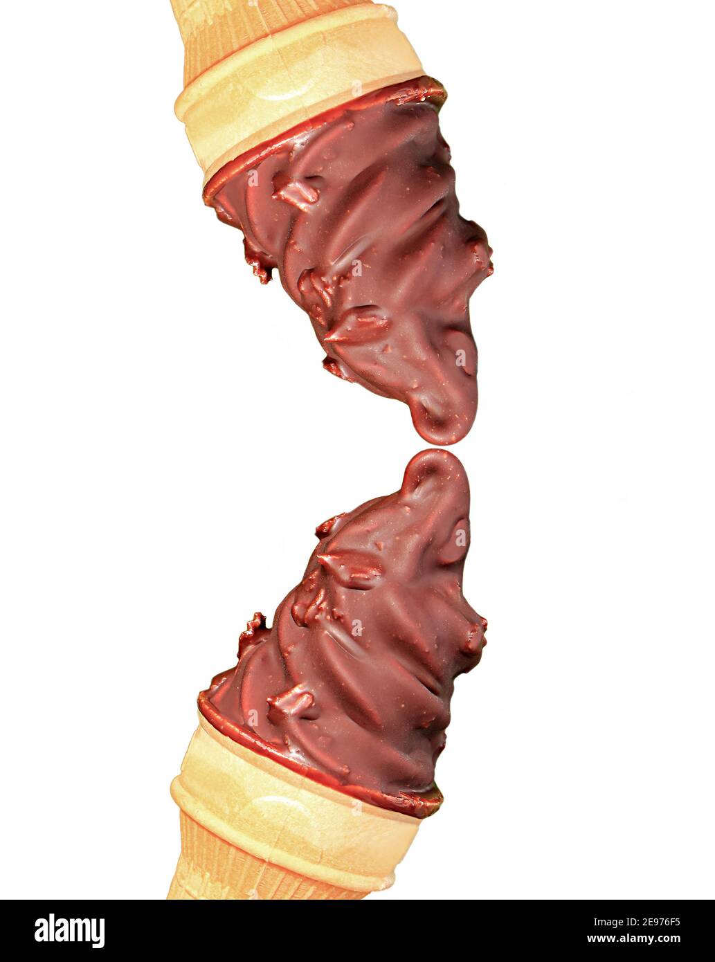 Pop Art Style Two Chocolate Dip Soft Serve Ice Cream Cones Isolated on