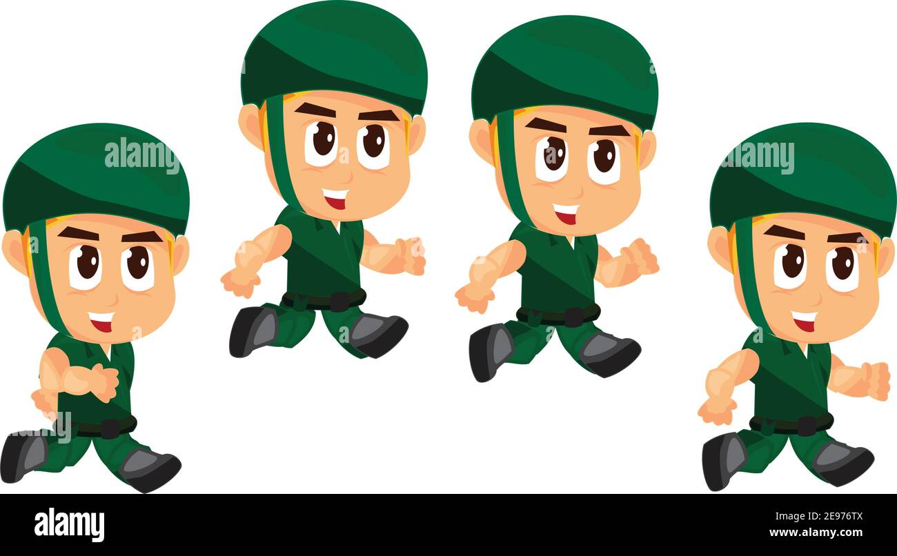 Soldier Jump game character for creating shooter action games Stock Vector