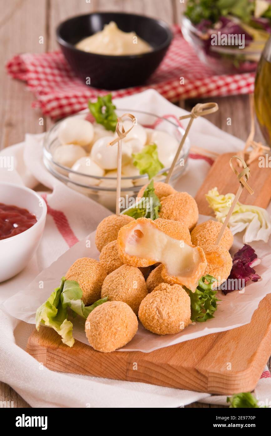 Fried Mozzarella cheese balls Stock Photo Alamy