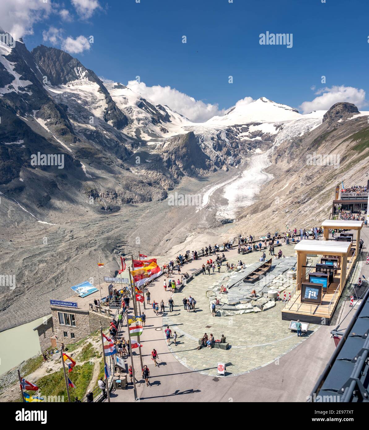Grossglockner, Austria - Aug 8, 2020: Summit glacer view with tourists at  National Park square Kaiser Franz Josefs Stock Photo - Alamy
