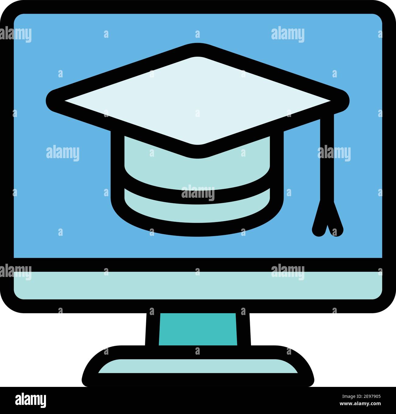 Interactive learning online graduated icon. Outline interactive ...