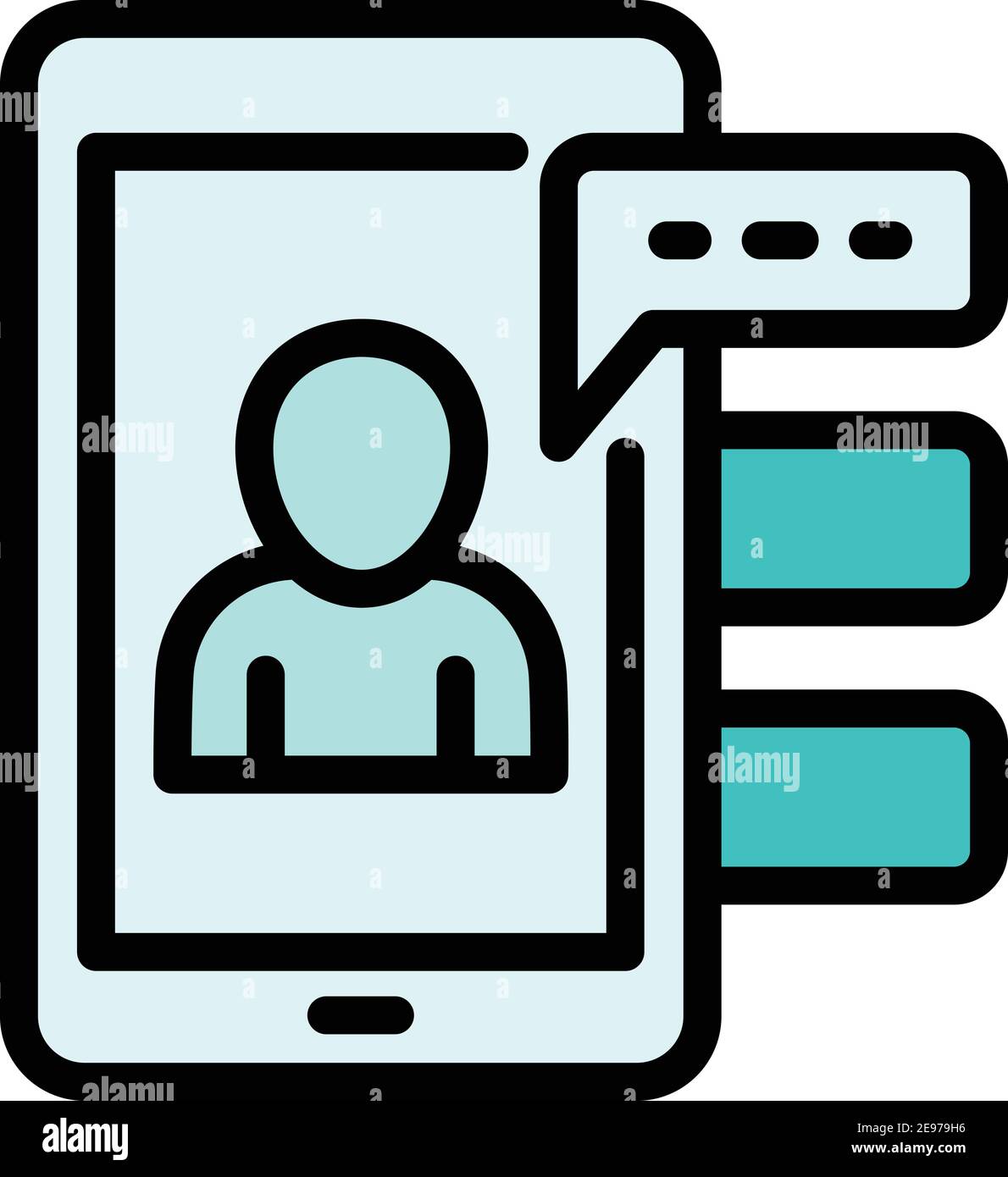 Interactive learning smartphone chat icon. Outline interactive learning smartphone chat vector icon for web design isolated on white background Stock Vector