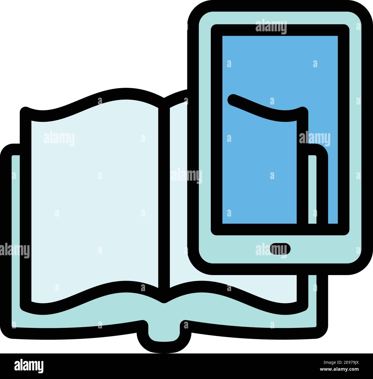 Interactive learning book search icon. Outline interactive learning ...