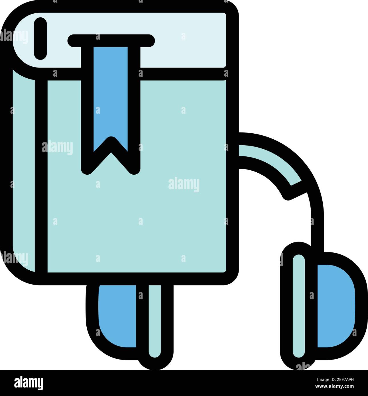 Interactive learning audio book icon. Outline interactive learning audio book vector icon for web design isolated on white background Stock Vector