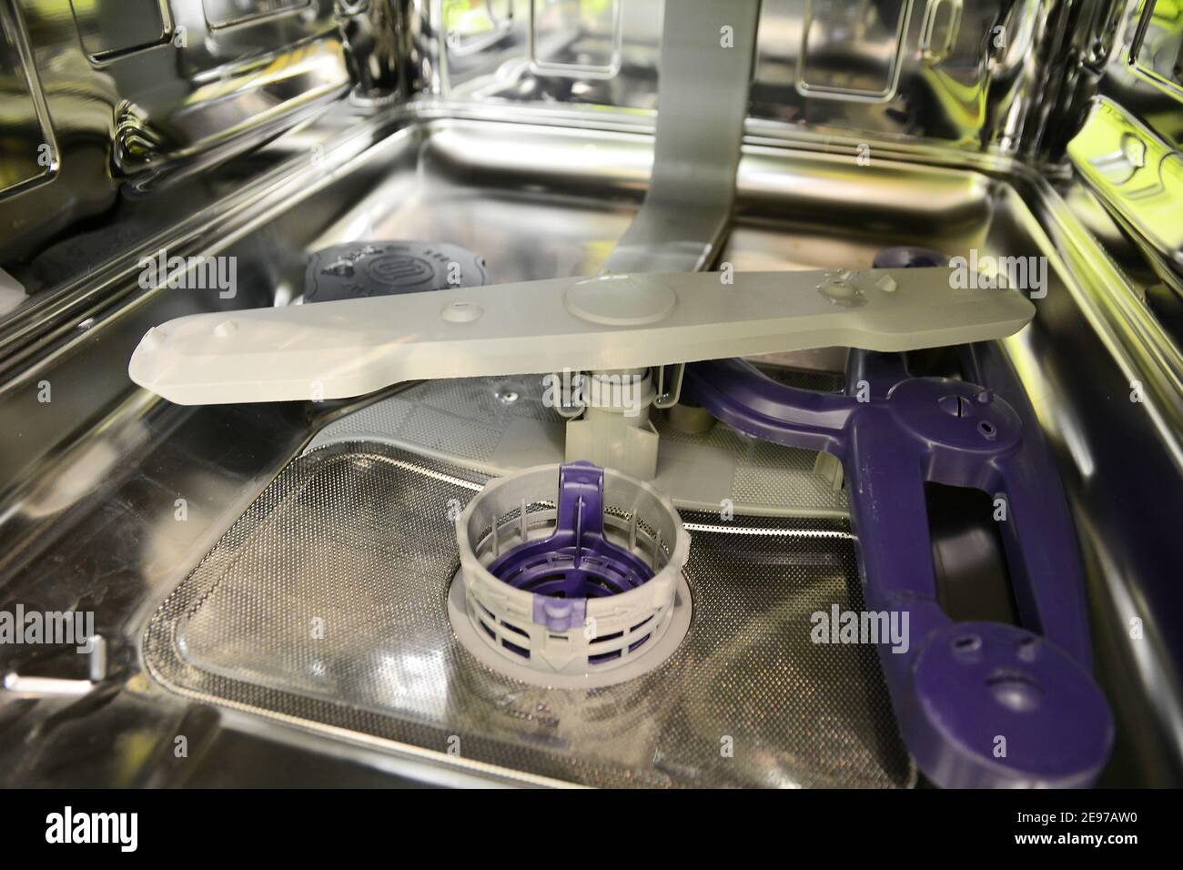 A view of the inside of an empty dishwasher Stock Photo Alamy