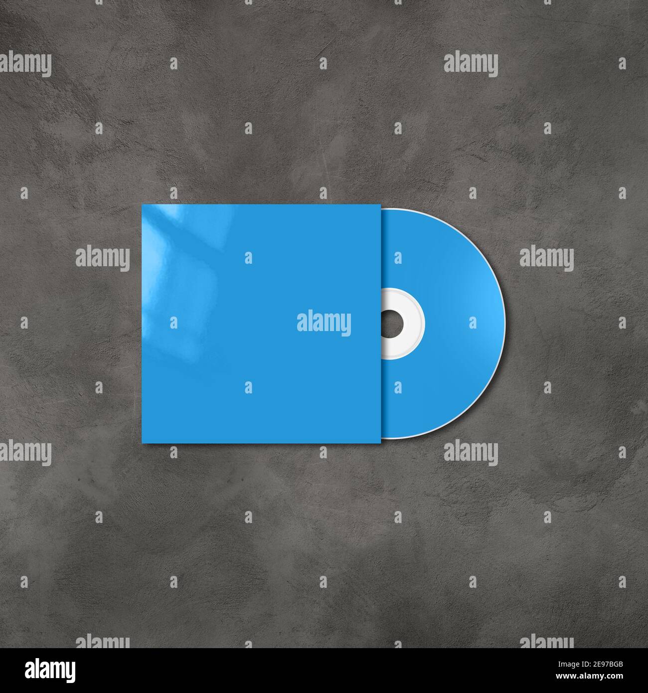 Blue CD - DVD label and cover mockup template isolated on concrete ...