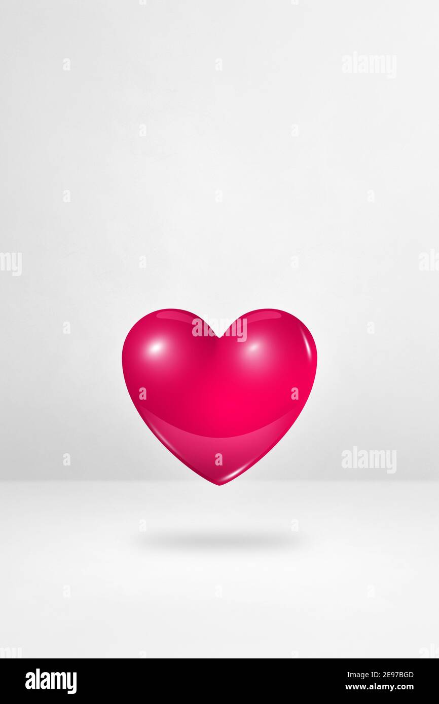 3D pink heart isolated on a white studio background. 3D illustration ...