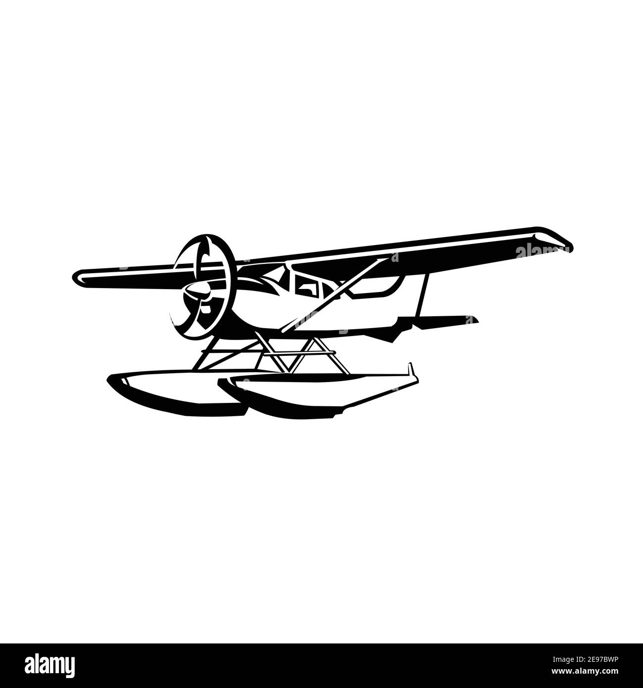 Sea plane, flying boat, boat airplane aviation vector isolated Stock Vector