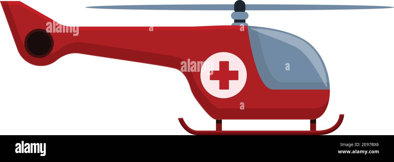 Red rescue helicopter icon. Cartoon of red rescue helicopter vector icon for web design isolated on white background Stock Vector
