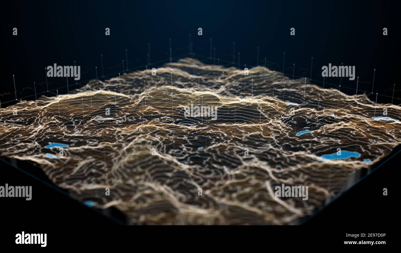 Concept of Digital user interface, Dynamic futuristic and digital procedural landscape, Use it for Future technology, science ,business or any other c Stock Photo