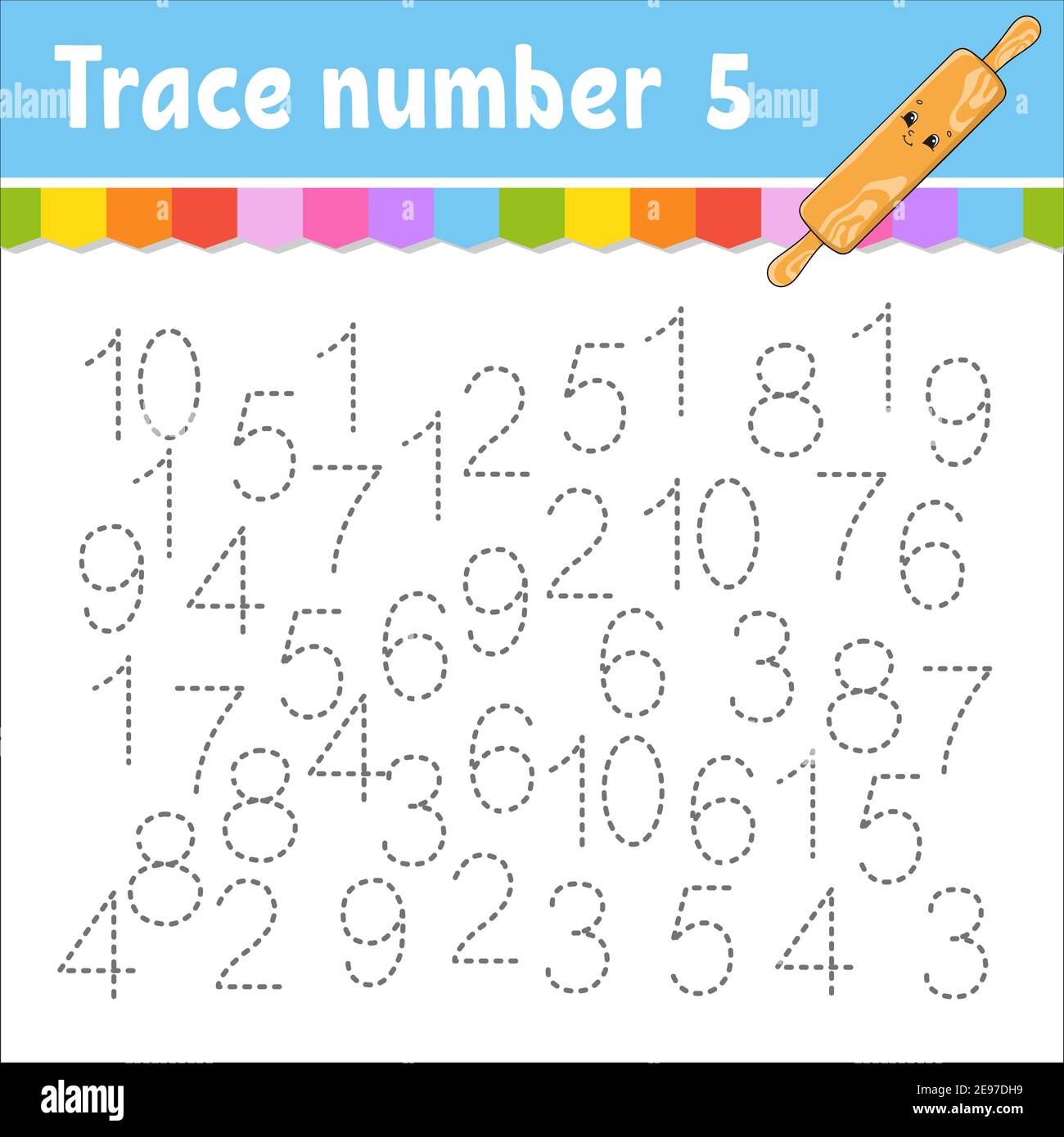 Trace number . Handwriting practice. Learning numbers for kids ...