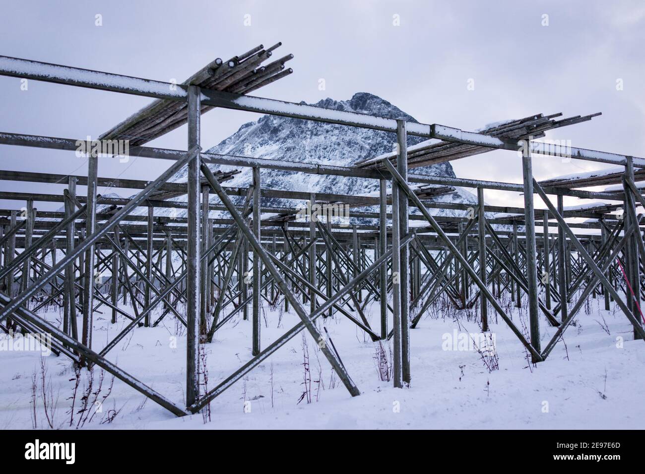 Drying racks for fish stock Stock Photo