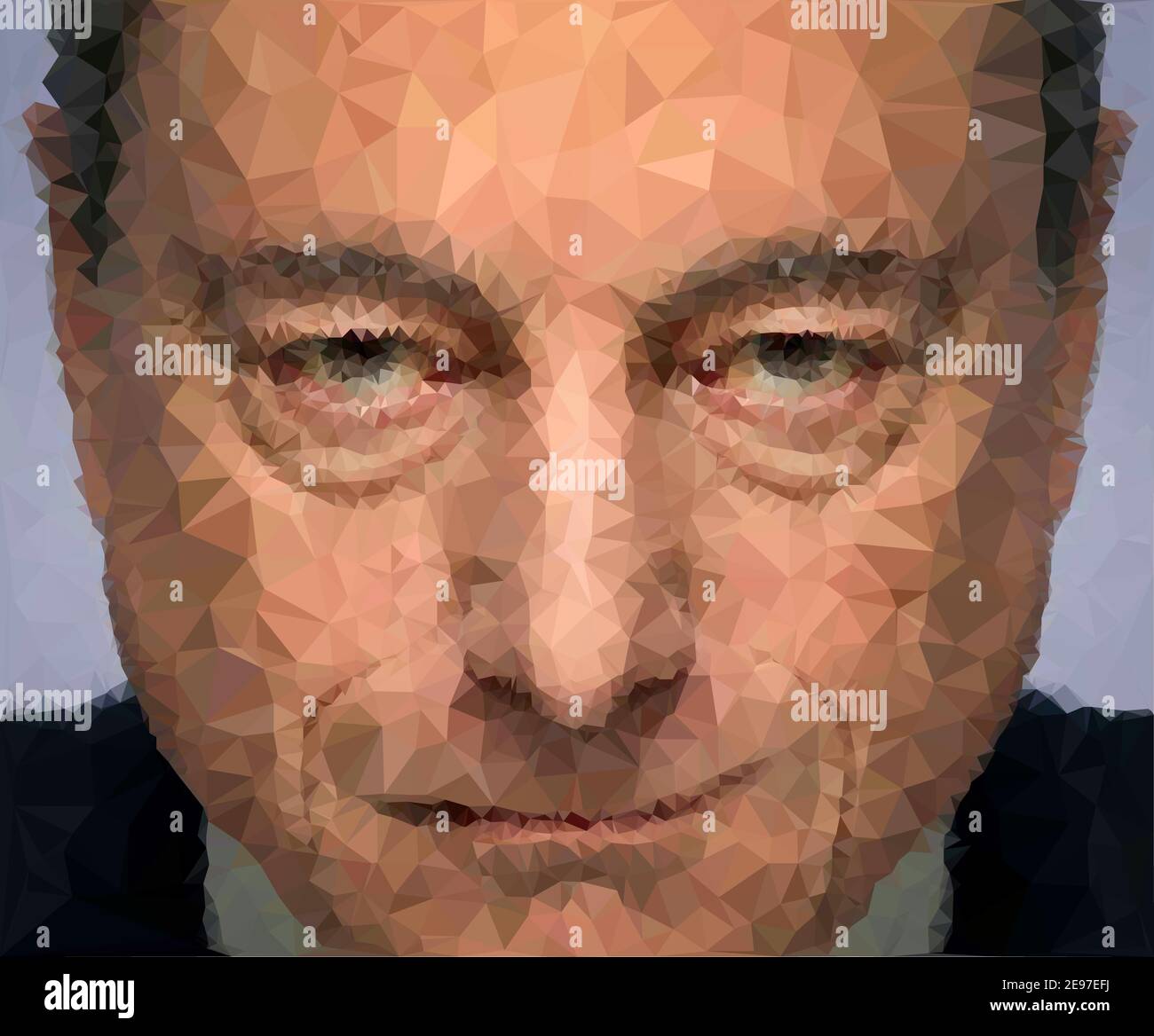 Rome, Italy, february 2021, Mario Draghi, polygonal portrait, graphic elaboration and illustration, vector file, editorial Stock Photo