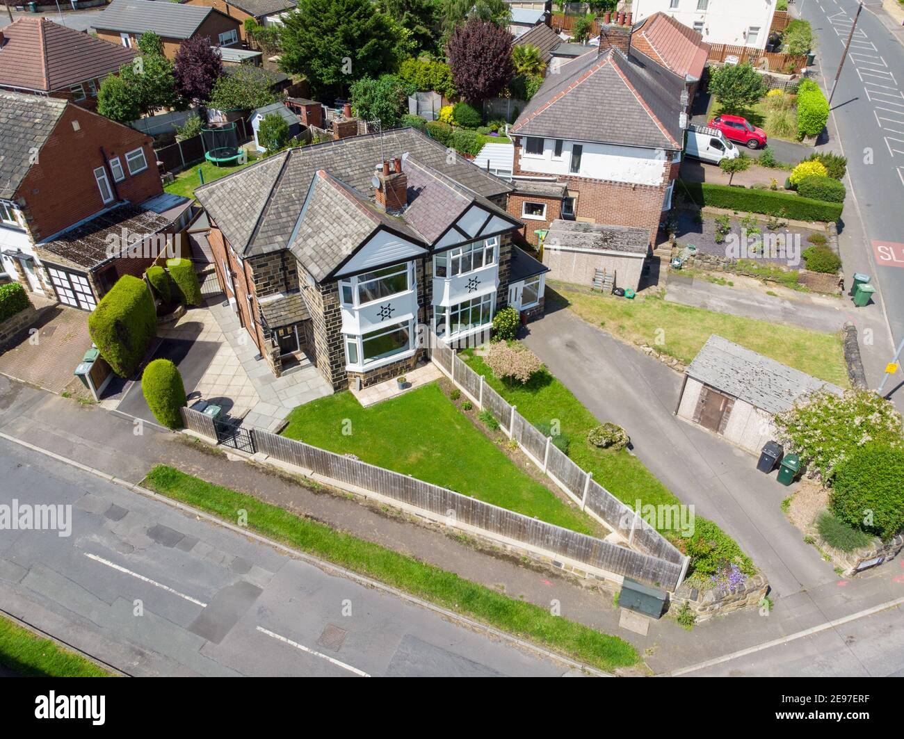 Aerial photo of the town of Batley in Yorkshire UK, showing a typical