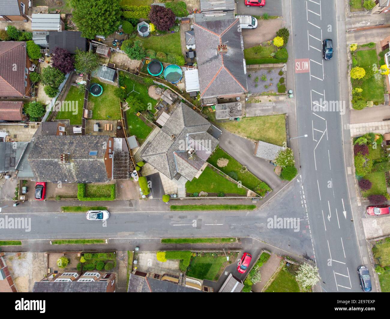 Aerial photo of the town of Batley in Yorkshire UK, showing a typical