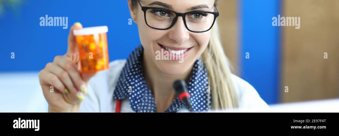 Blonde attractive lady in office Stock Photo