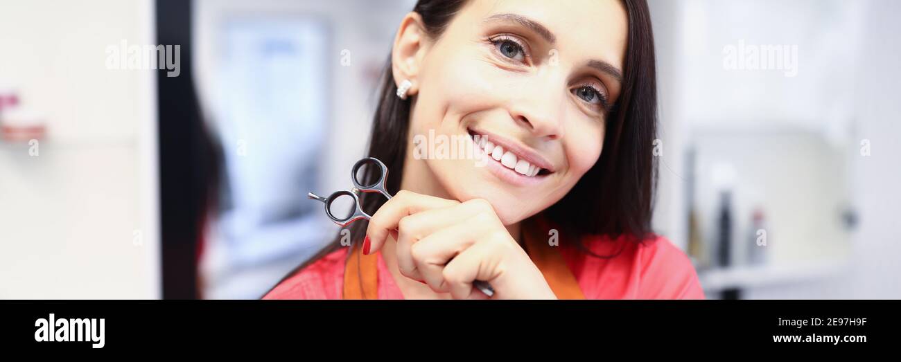 Cheerful happy lady in uniform Stock Photo