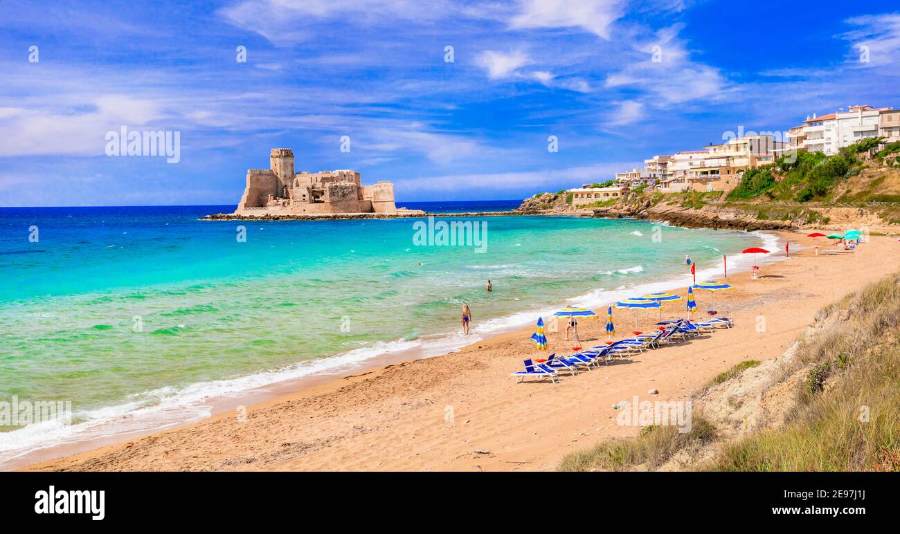 Italian summer holidays. Le Castella .Isola di Capo Rizzuto - beaches and  castles of Calabria, south of Italy Stock Photo - Alamy