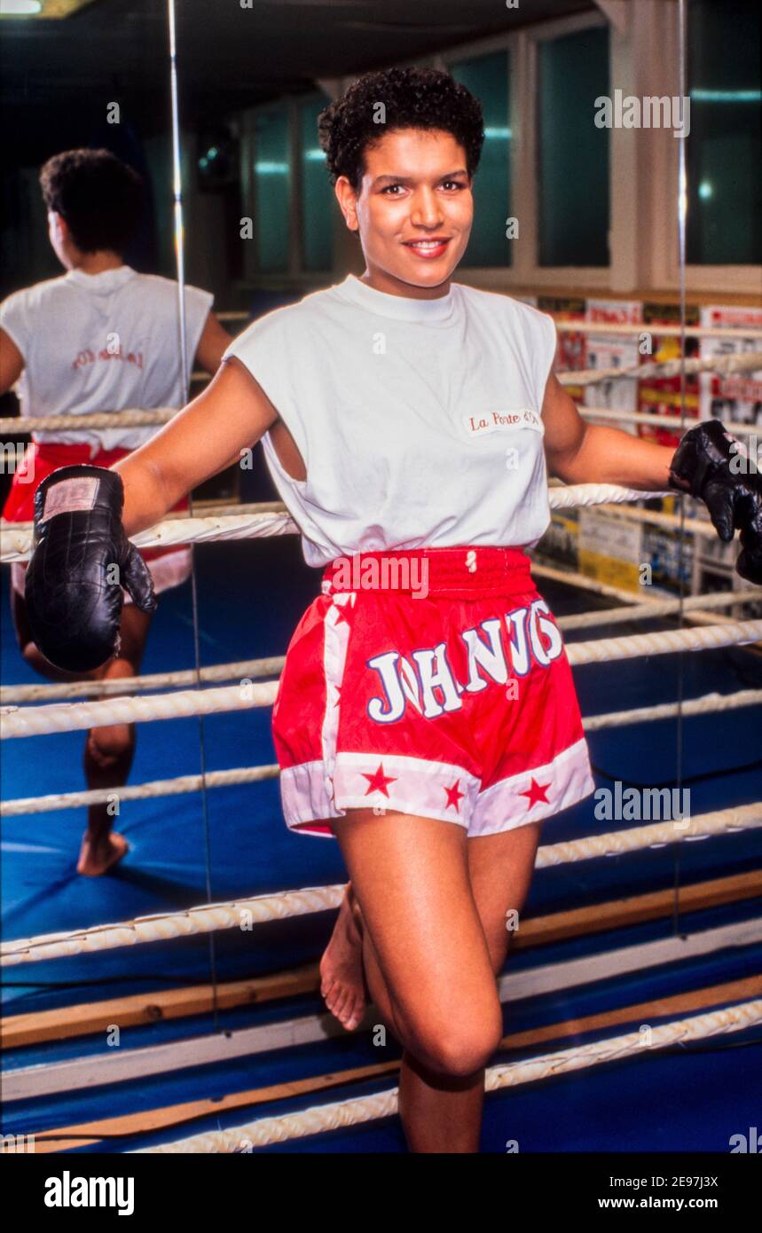 AMSTERDAM, THE NETHERLANDS - MAR 20, 1991: Lucia Rijker is a Dutch professional female boxer, kickboxer, and actress. She is well known from the movie Stock Photo