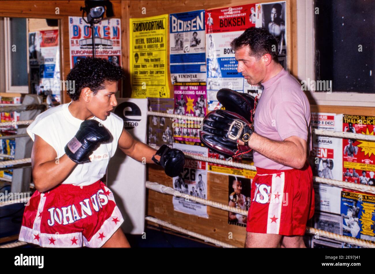 AMSTERDAM, THE NETHERLANDS - MAR 20, 1991: Lucia Rijker is a Dutch professional female boxer, kickboxer, and actress. She is well known from the movie Stock Photo