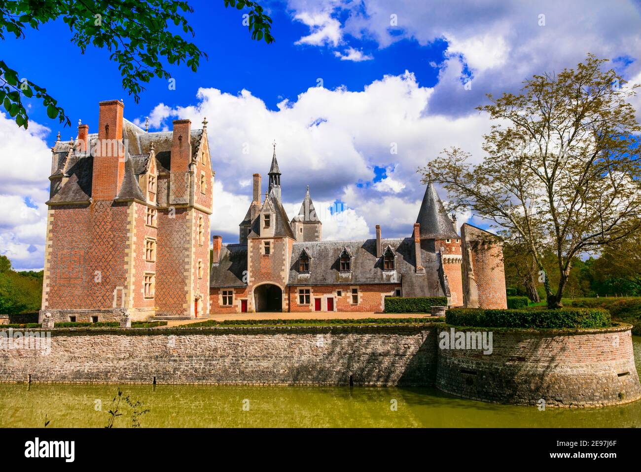 Romantic beautiful castles of Loire valley - chateau du Moulin. France Stock Photo