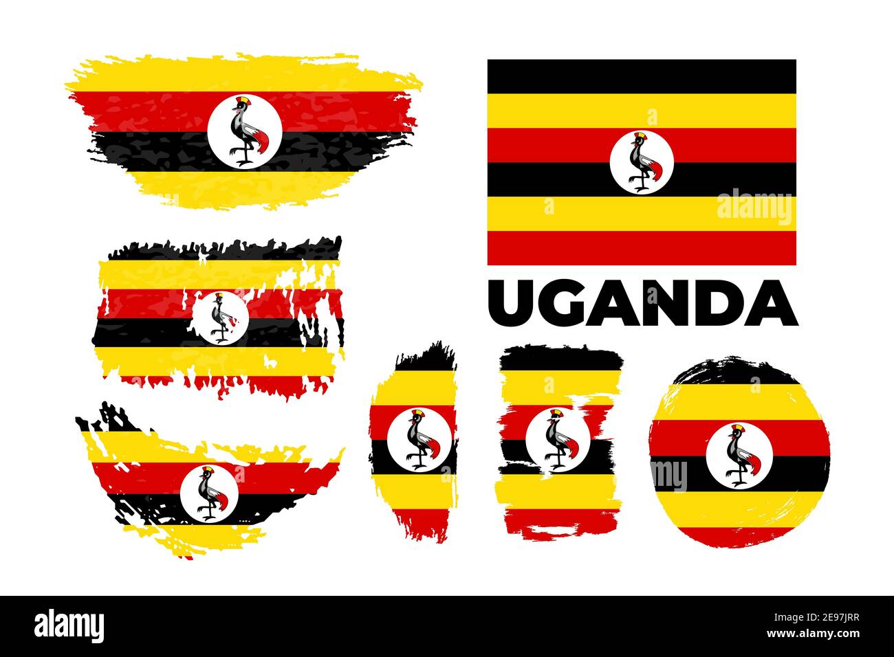 Uganda flag, vector illustration on a white background. Stock Vector