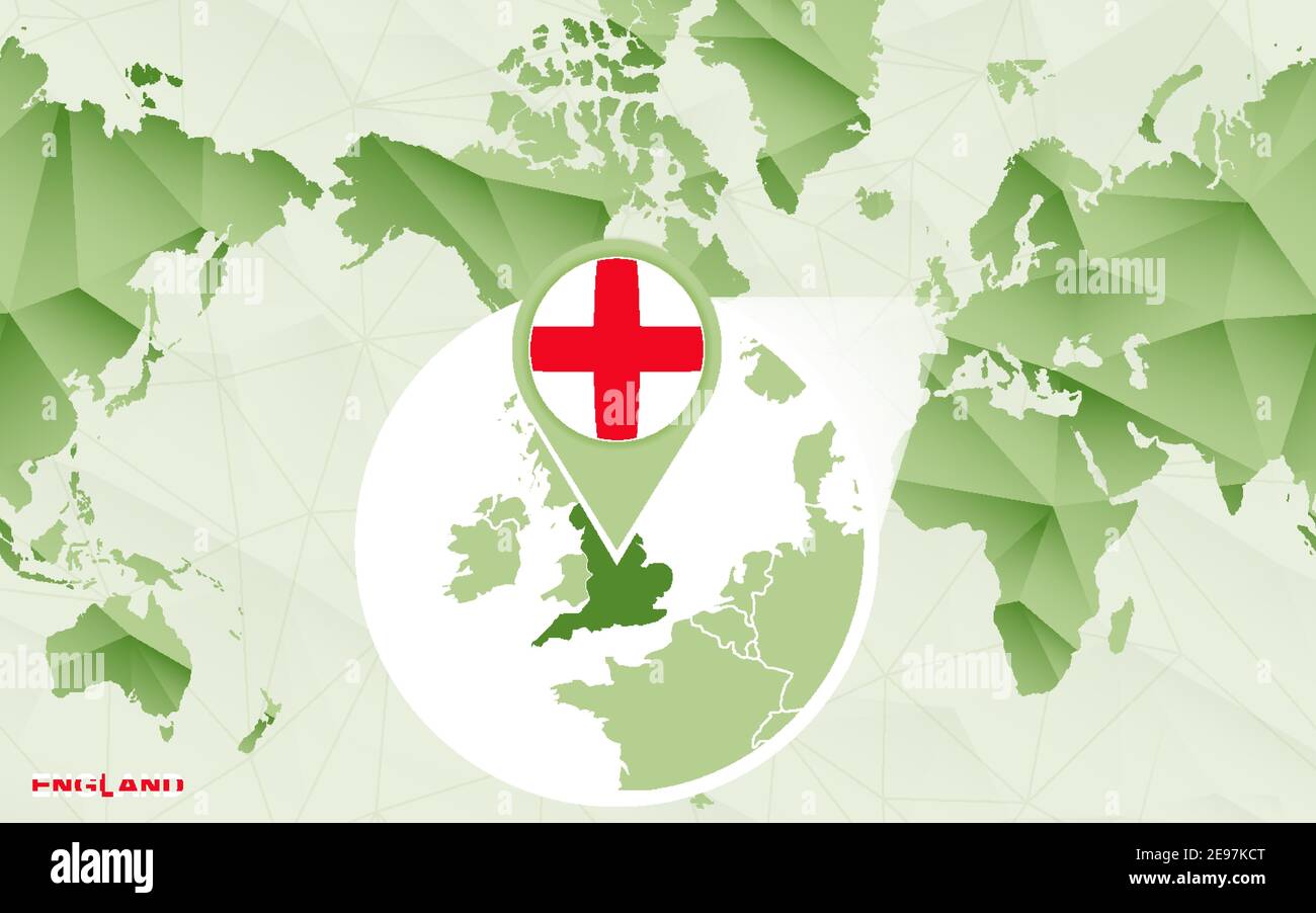 England And America Map America Centric World Map With Magnified England Map. Green Polygonal World  Map Stock Vector Image & Art - Alamy