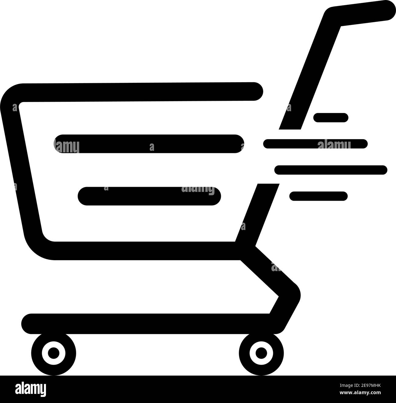 Abstract grocery cart on wheels from supermarket - Vector illustration Stock Vector