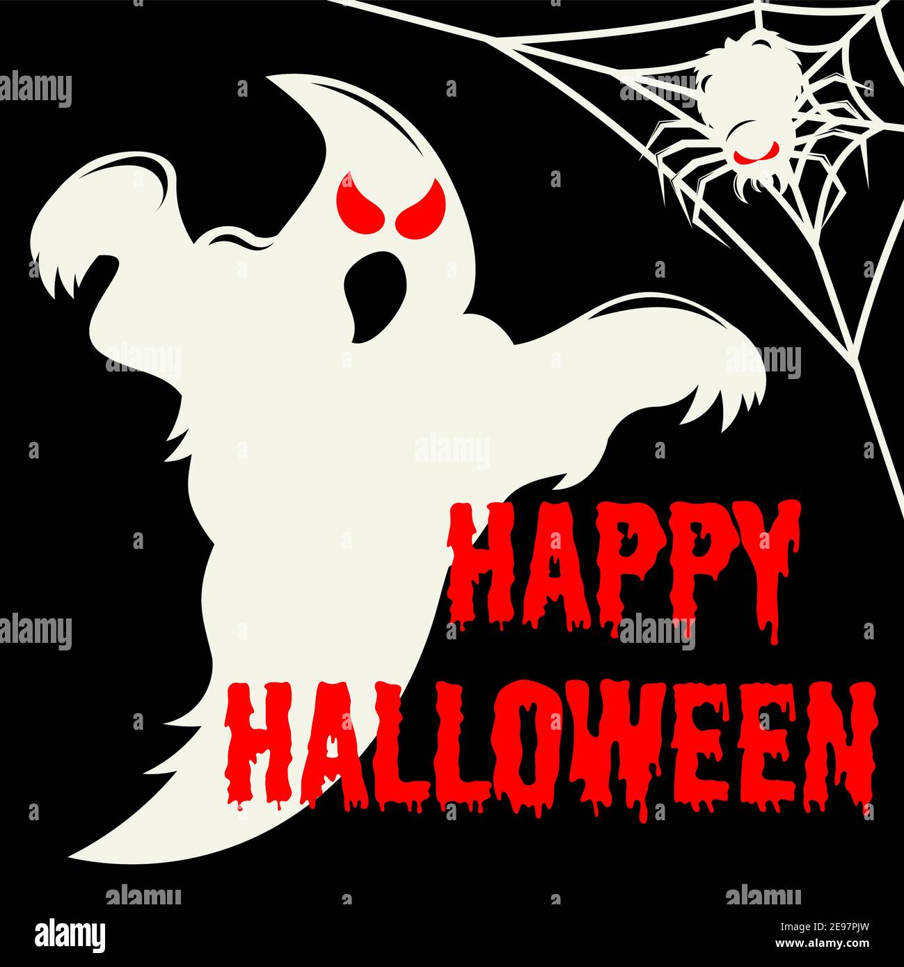 Happy Halloween card ghost spider web background wallpaper graphic ...