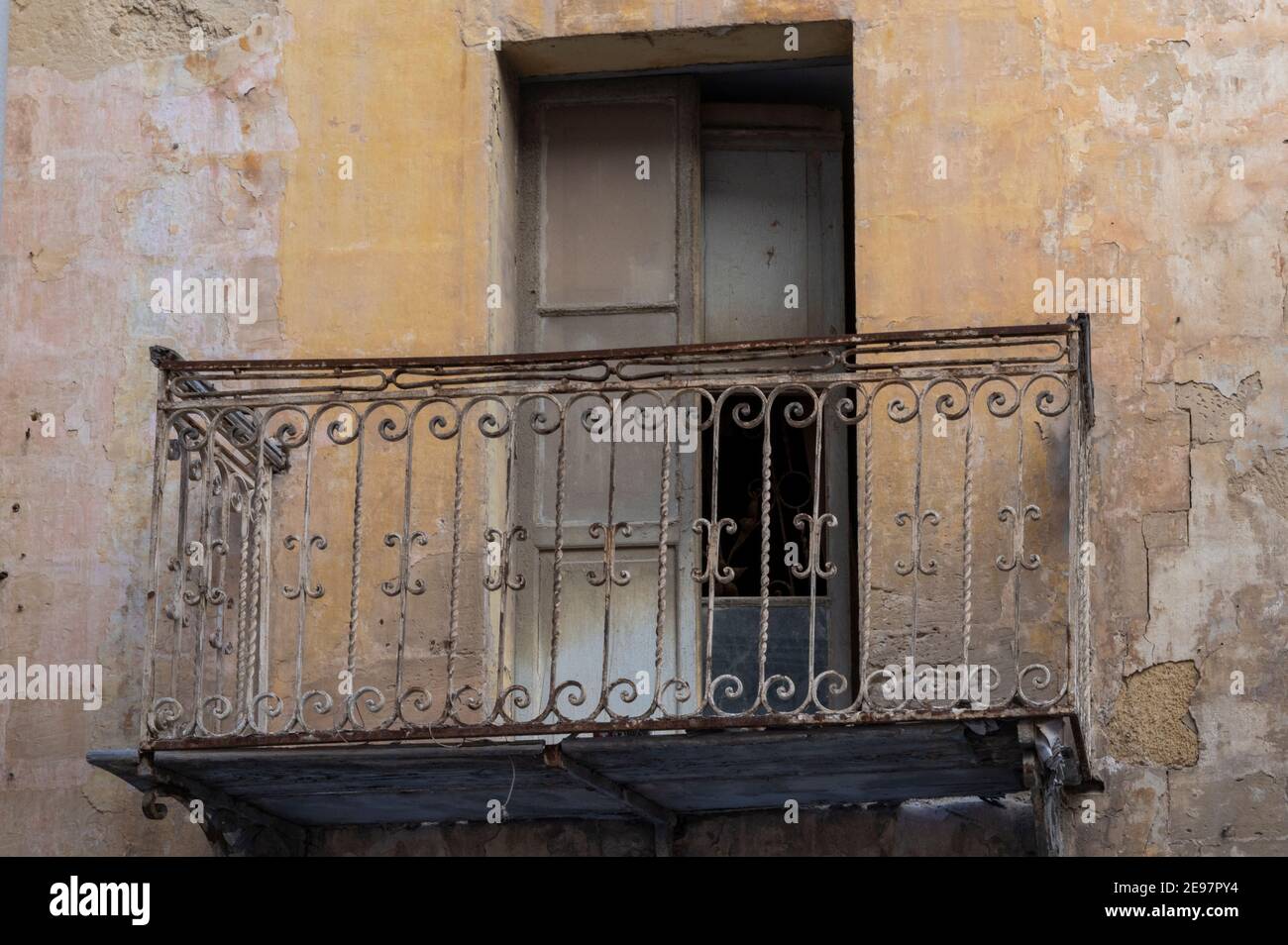 Old balcony of a house on the island of Malta. Stock Photo
