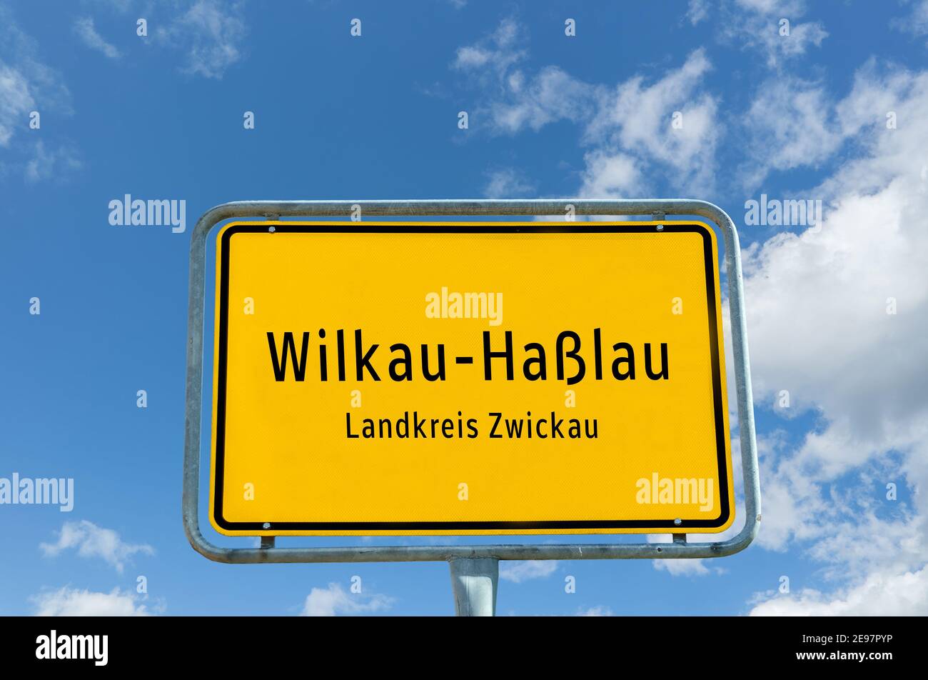 Entrance sign to Wilkau Haßlau in Saxony Stock Photo Alamy