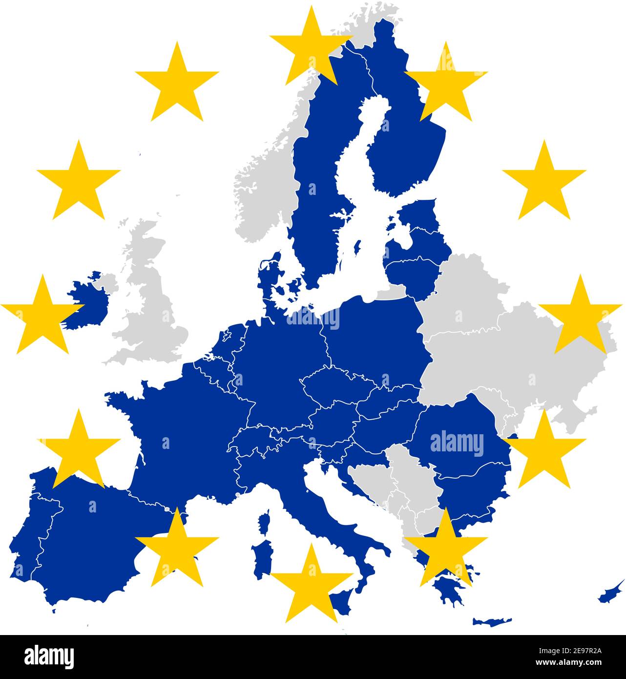 European Union Europe map nations member states countries economic alliance flag vector illustration Stock Vector