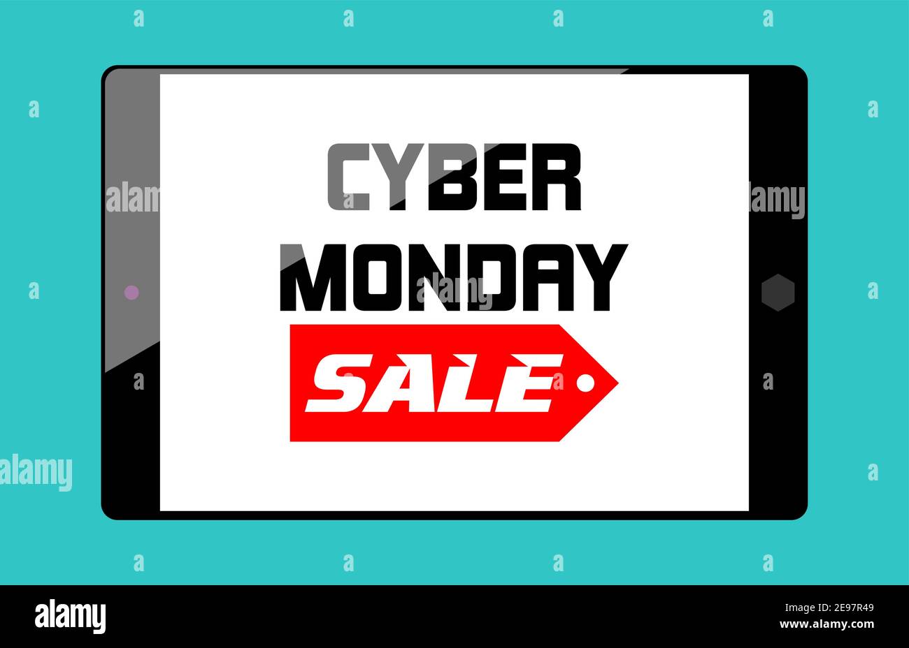 cyber monday sale banner vector illustration tablet background template