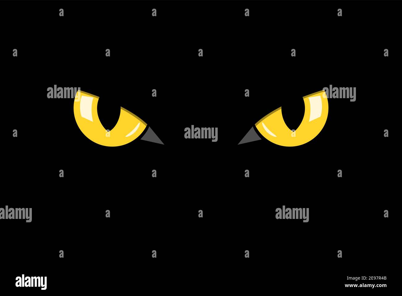 closeup cat eyes of black cat in dark night vector illustration Stock ...