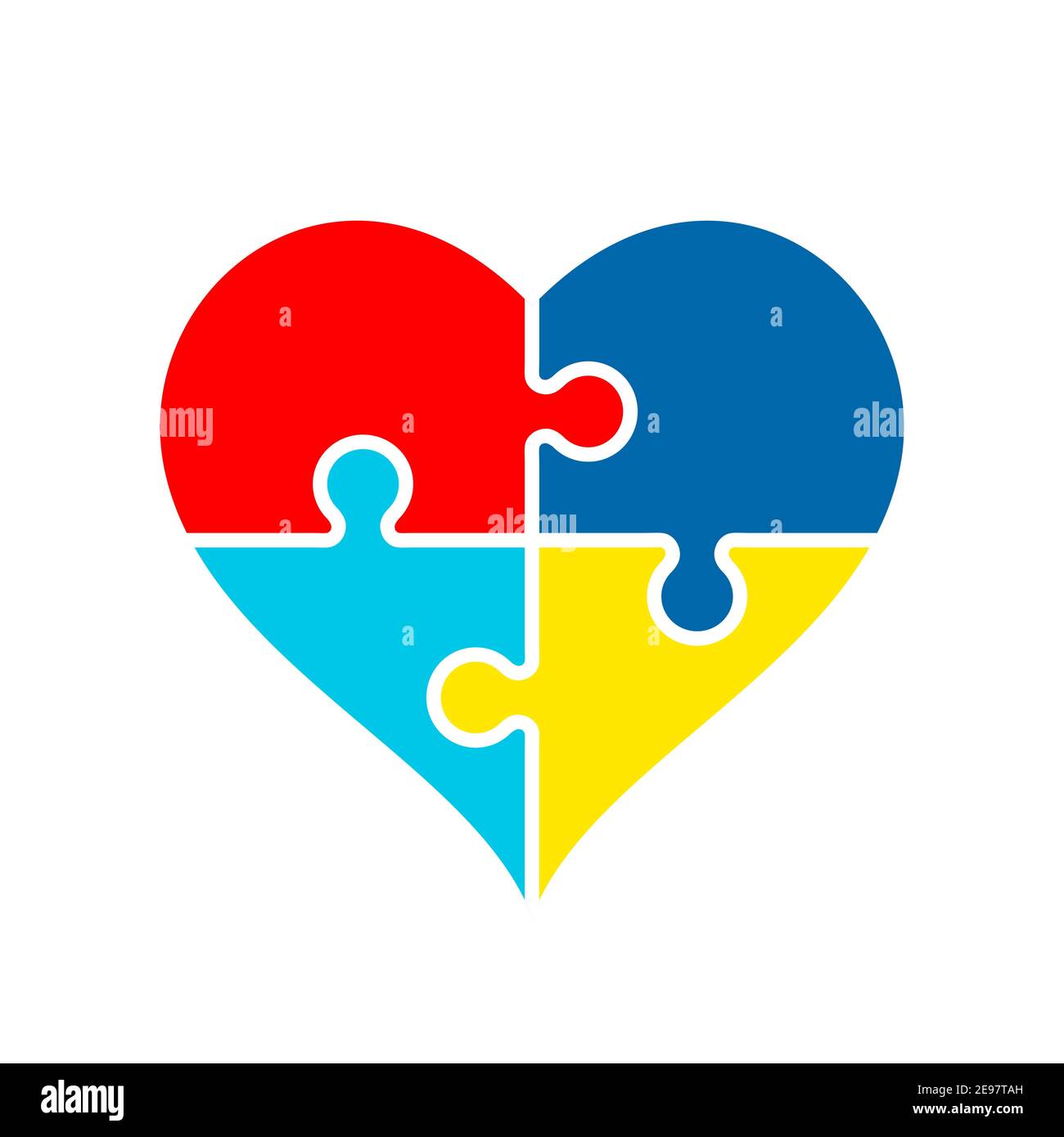 Heart shape made of puzzle pieces. Colorful Jigsaw puzzle heart. Autism awareness symbol. Autistic spectrum disorders. World autism awareness. Vector Stock Vector