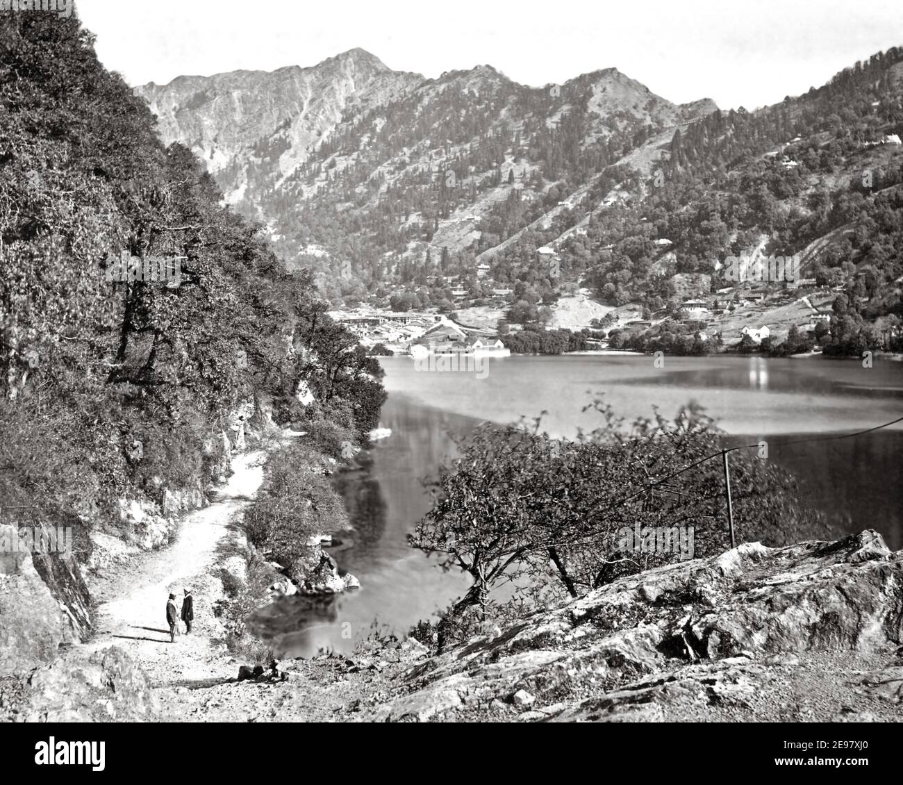 Late 19th century photograph - Nainital Lake, Kumaon region, India Stock Photo