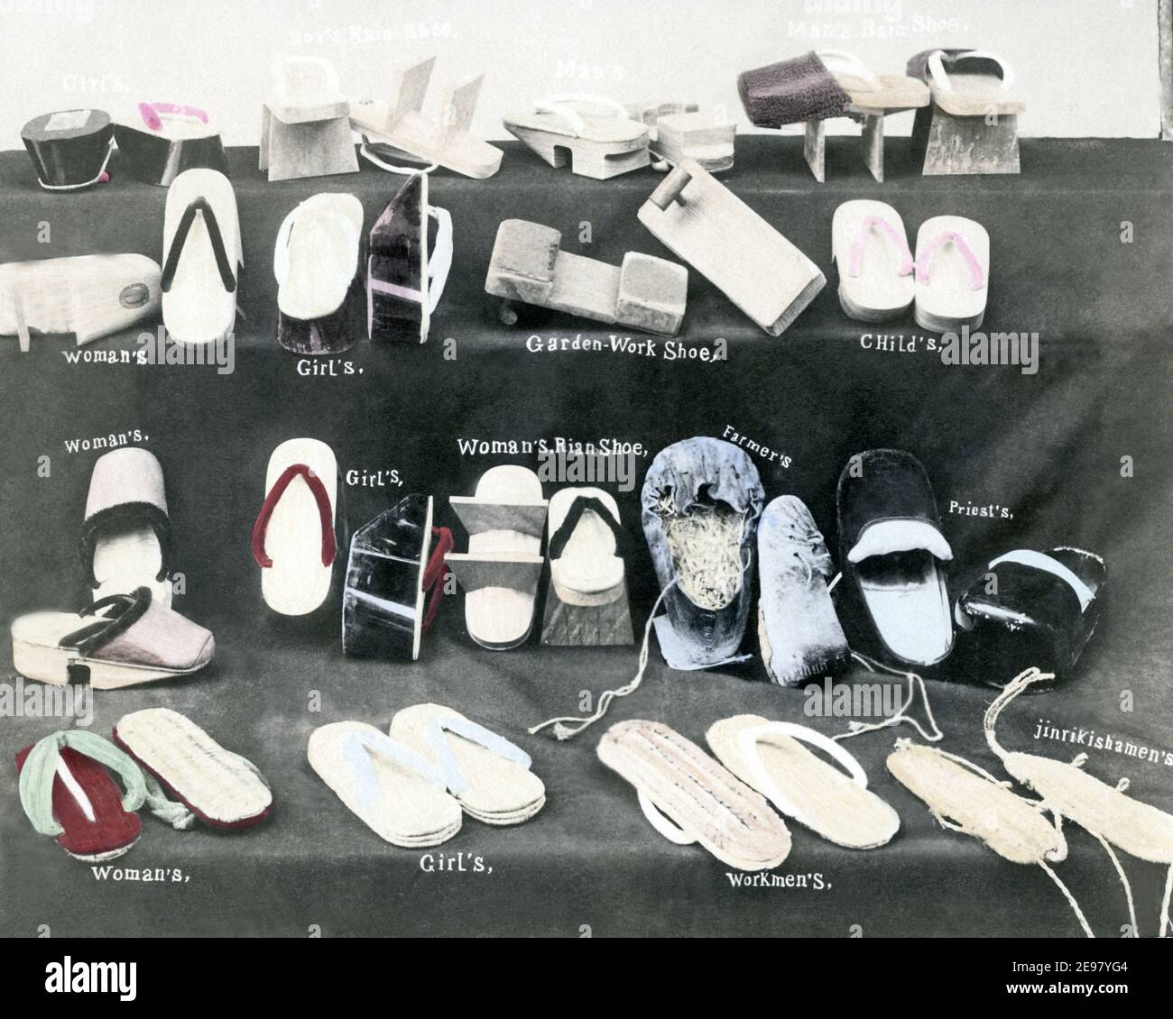 Late 19th century photograph - Shoe Selection, Japan, shoes, slippers