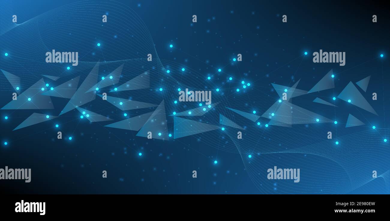 Geometric technology background with connected lines and dots.Wave flow digital blue concept.Vector illustration.Eps10 Stock Vector
