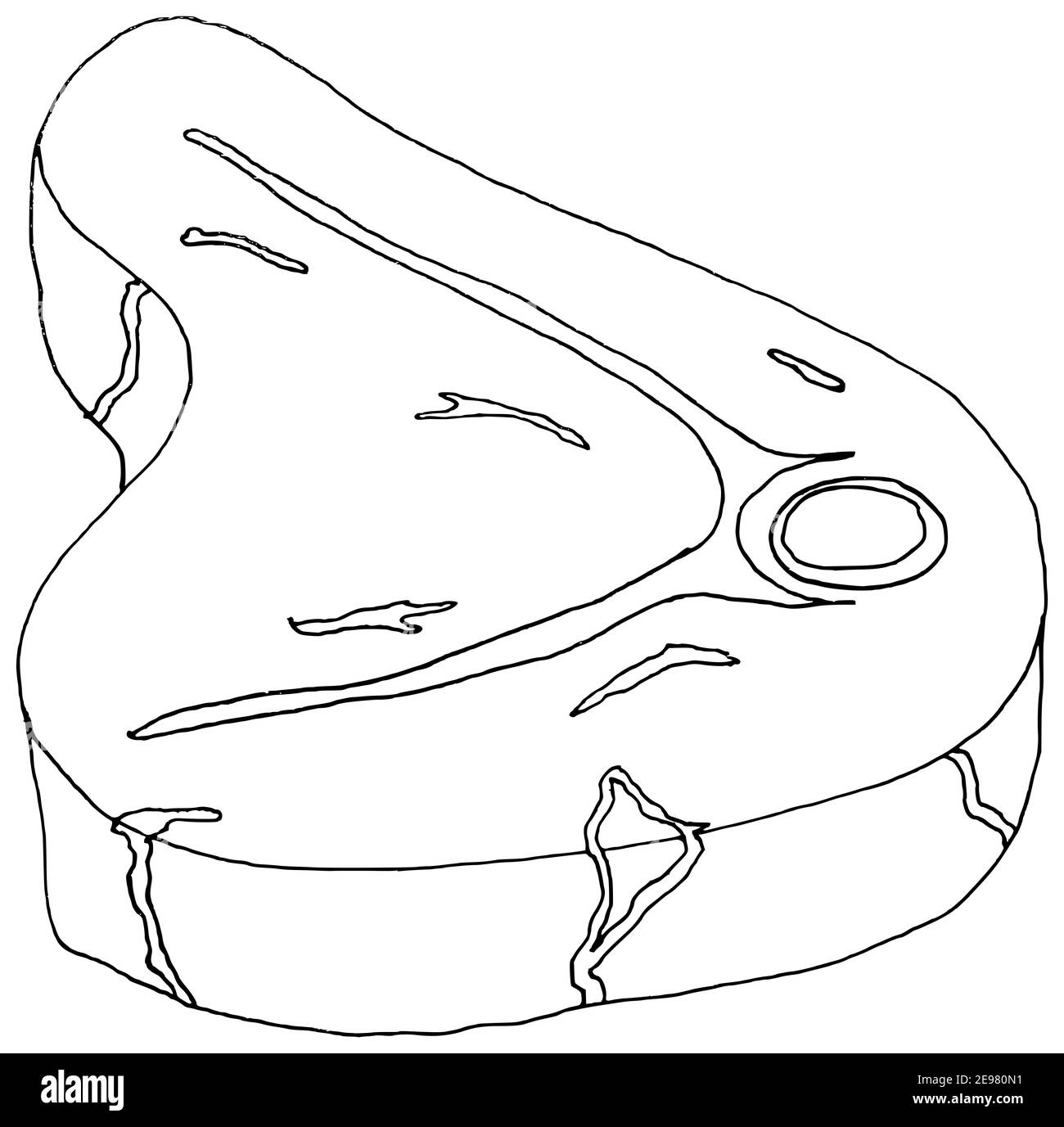 Vector of free hand drawing of beef steak no colored Stock Photo