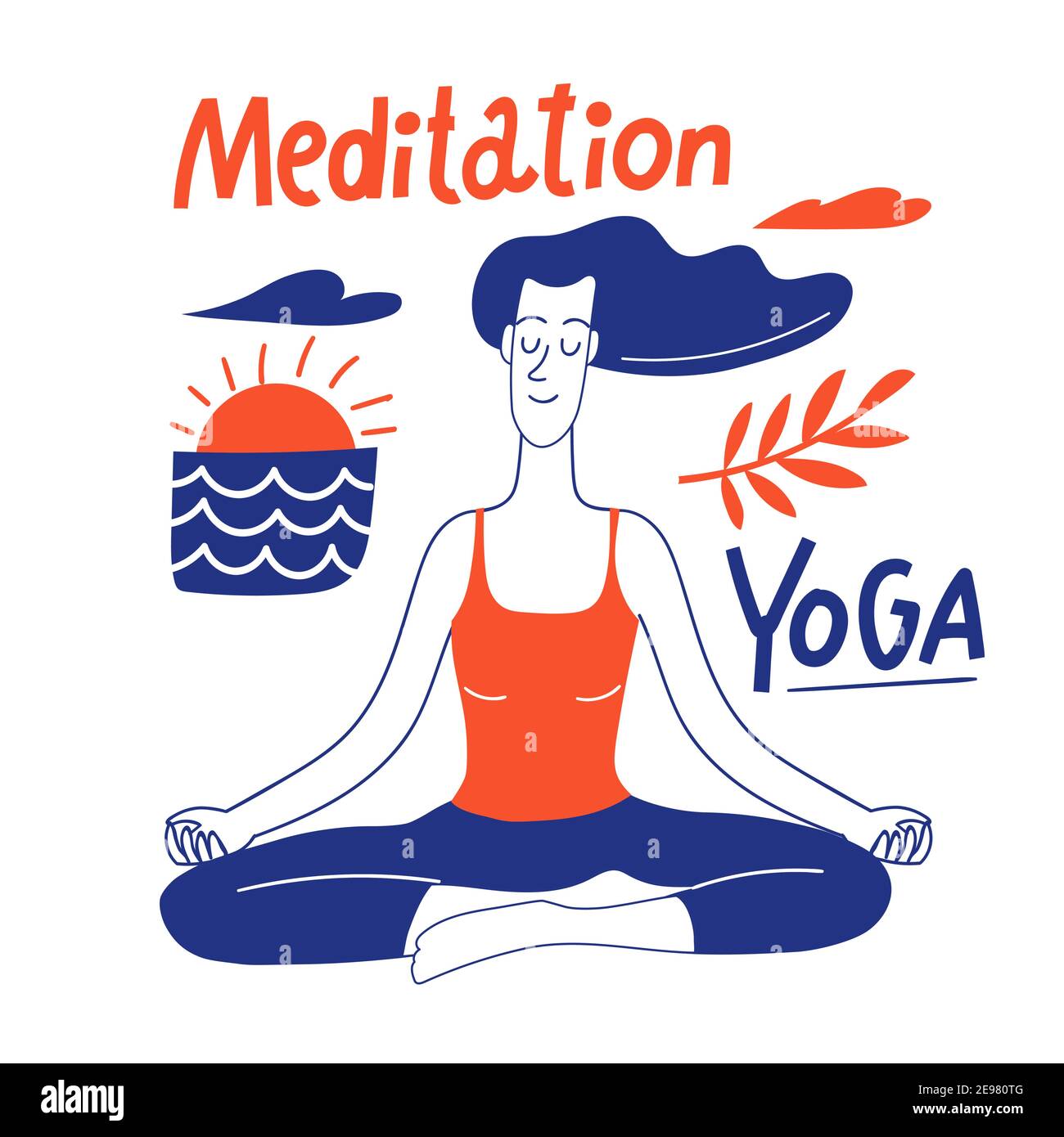 Healthy lifestyle motivational vector design with yoga woman Stock Vector