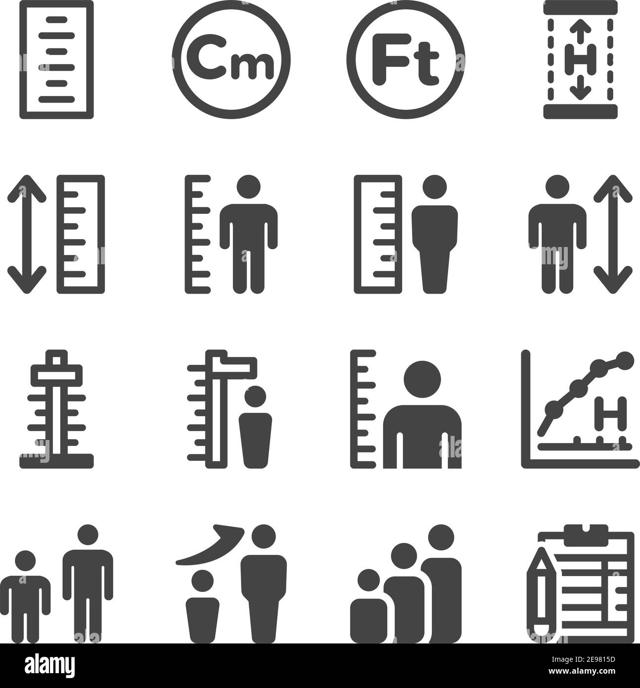 human height icon set,vector and illustration Stock Vector