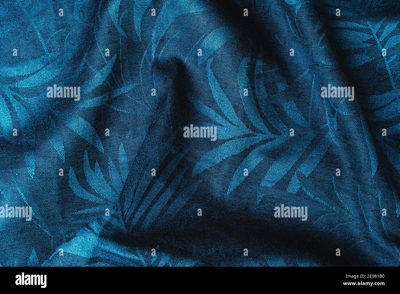 Blue checkered fabric closeup , tablecloth texture, close up. Stock Photo