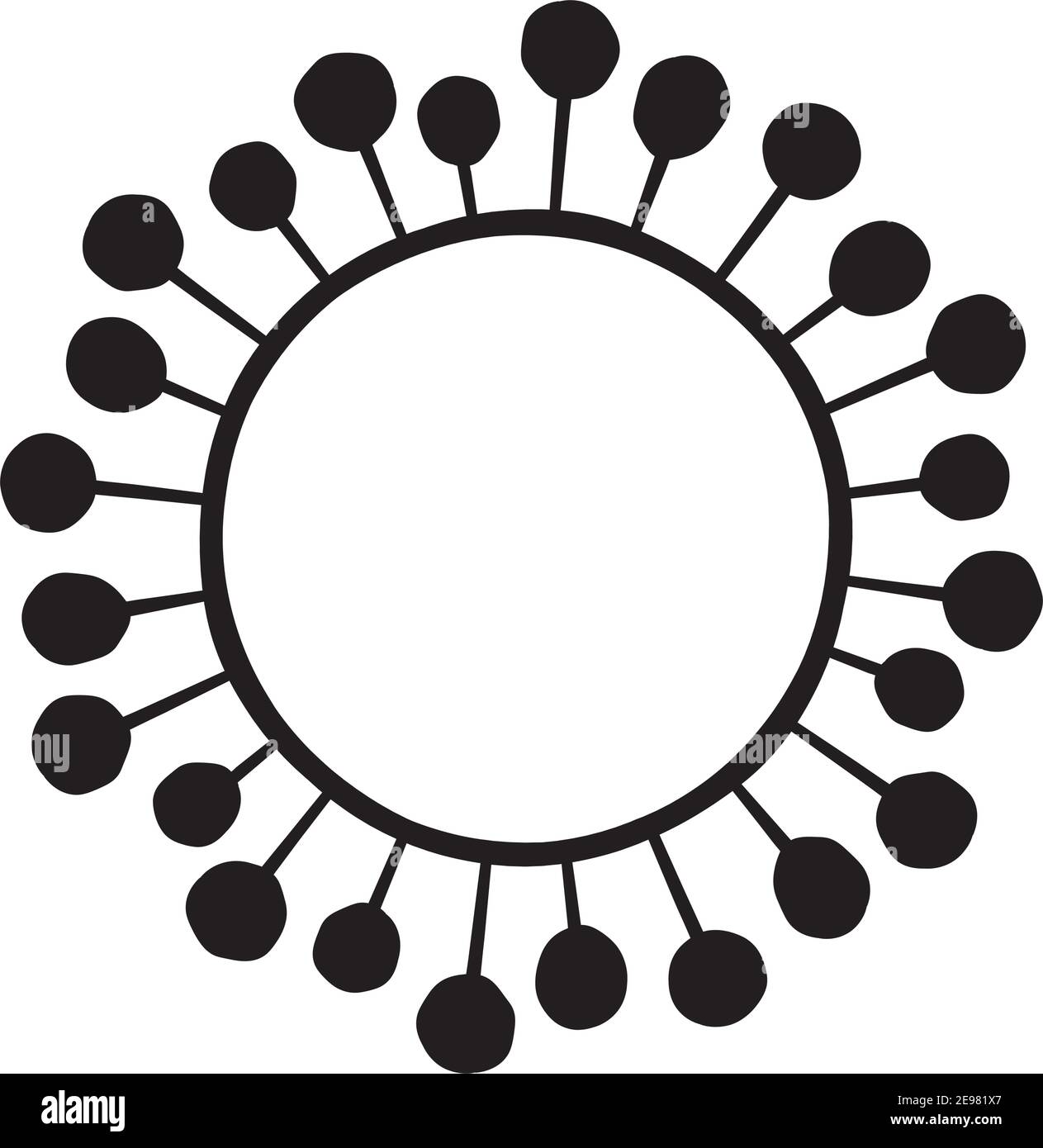 Vector illustration in black line on white background of a wreath in ...