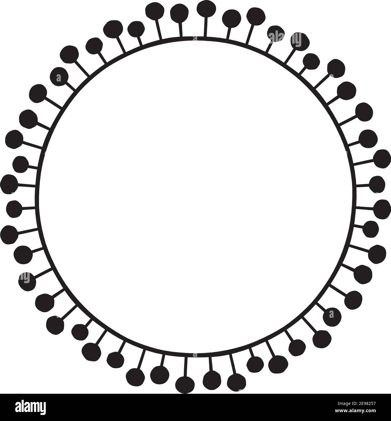 Vector illustration in black line on white background of a wreath in ...
